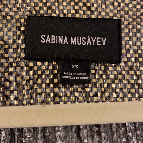 EUC Anthropologie Sabina Musayev Gold Grey Cocktail Dress - Size XS - Picture 2 of 4